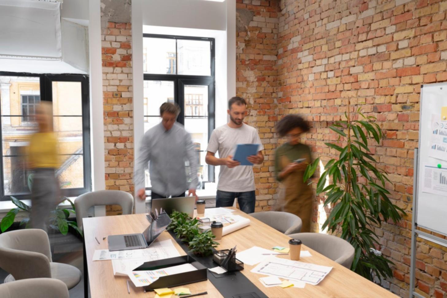 Sesión de trabajo colaborativo en un entorno empresarial moderno
